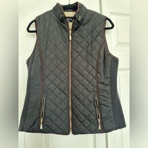 Active USA Black Quilted Vest with Brown Accents